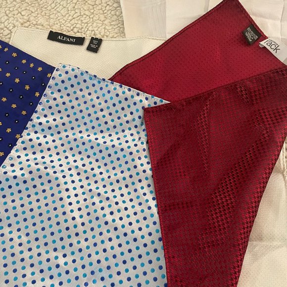 Men's Pocket Squares Assorted Polka dot, Solid, Floral, Silk & 3 Cotton 7 pc lot - Picture 3 of 5